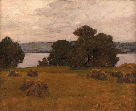 GEORGE WILLIAM SOTTER, (AMERICAN 1879-1953), HAYST: GEORGE WILLIAM SOTTER (american 1879-1953) "HAYSTACKS" Signed and dated "Sotter 1903" bottom right, oil on canvas 26 x 32 in. (66 x 81.3 cm) provenance: Collection of Raymond Holland Jim's Antiques Fi