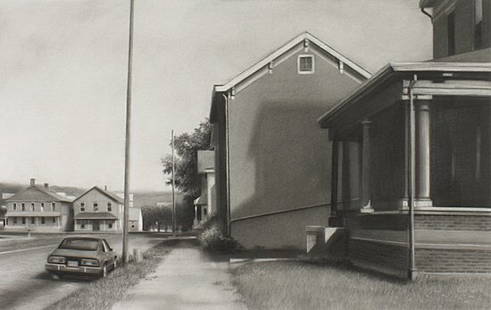 Matthew Daub: Zanesville, Ohio drawing, conte crayon on paper12 3/4 x 20 inches.
