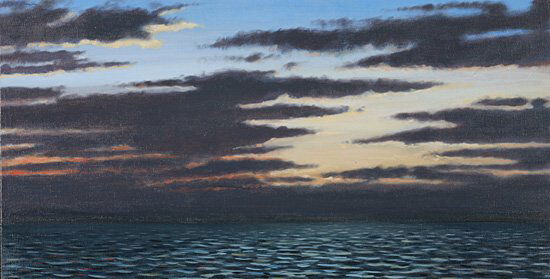 Frank Holmes: Sky Study for Still There painting, oil on canvas13 x 25 inches.