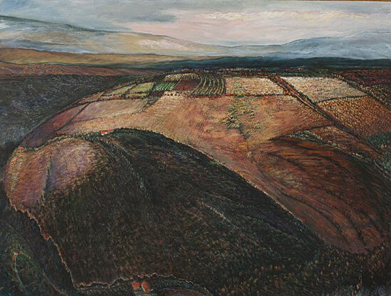 Al Pounders: Umbrian Landscape painting, oil on canvas36 3/4 x 48 5/8 inches.