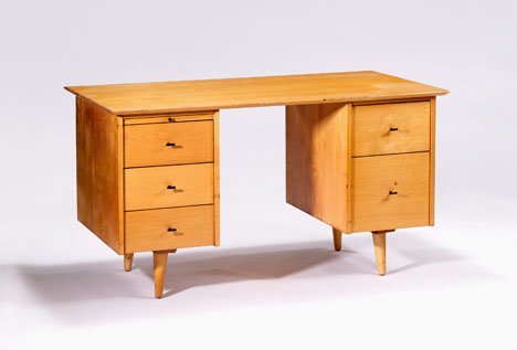 Paul McCobb Planner Group desk, , Fitted with thre: Paul McCobb Planner Group desk Fitted with three small, one long drawer and file drawer. H: 20 1/4 in., W: 50 In., D: 23 in.