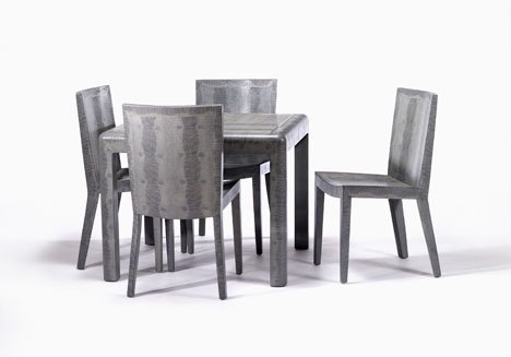 Karl Springer table and four chairs, , Covered in