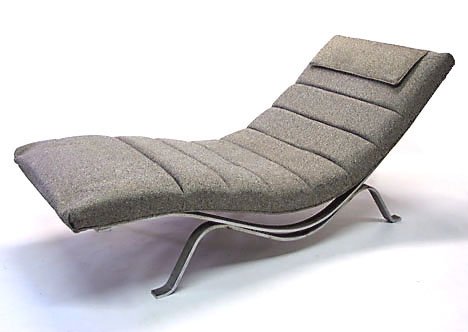 Barcelona grey wool upholstered chaise lounge, , C