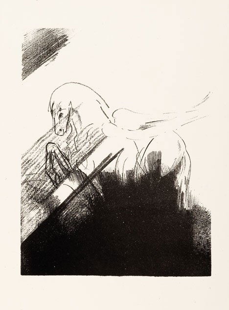 ODILON REDON, (FRENCH 1840-1916), CHEVAL AILÉ: ODILON REDON (FRENCH 1840-1916) CHEVAL AILÉ 1894, published in Revue Blanche". Lithograph on chine applique. 6 3/16 x 4 11/16 in. [Mellerio 127]. Unframed PROV