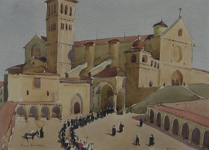 PAUL SAMPLE, (AMERICAN 1896-1974), 'ASSISI': PAUL SAMPLE (AMERICAN 1896-1974) 'ASSISI' Signed 'Paul Sample' in pencil bottom left, watercolor on paper 9 x 12 3/8 in. (22.86 x 31.43)
