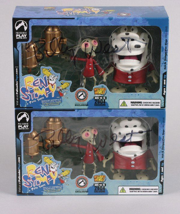 Mancow: Two Ren and Stimpy as Fire Dogs" Toys,": Two "Ren and Stimpy as Fire Dogs" Toys, both in original boxes, both signed by the voice of Stimpy. Property Belonging to Erich "Mancow" Muller.