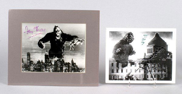 Mancow: A Group of Miscellaneous King Kong" Items,": A Group of Miscellaneous "King Kong" Items, a poster, a photograph signed by Fay Ray, and a Godzilla signed photo, three pieces total. Property Belonging to Erich "Mancow" Muller.