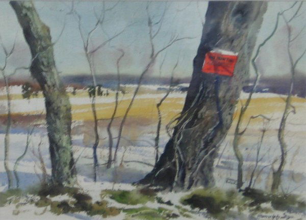 RANULPH BYE, (AMERICAN, 1916-2003), NO HUNTING: RANULPH BYE (AMERICAN, 1916-2003) NO HUNTING signed, watercolor on paper 10 1/4 x 14 3/8 in. (sight)