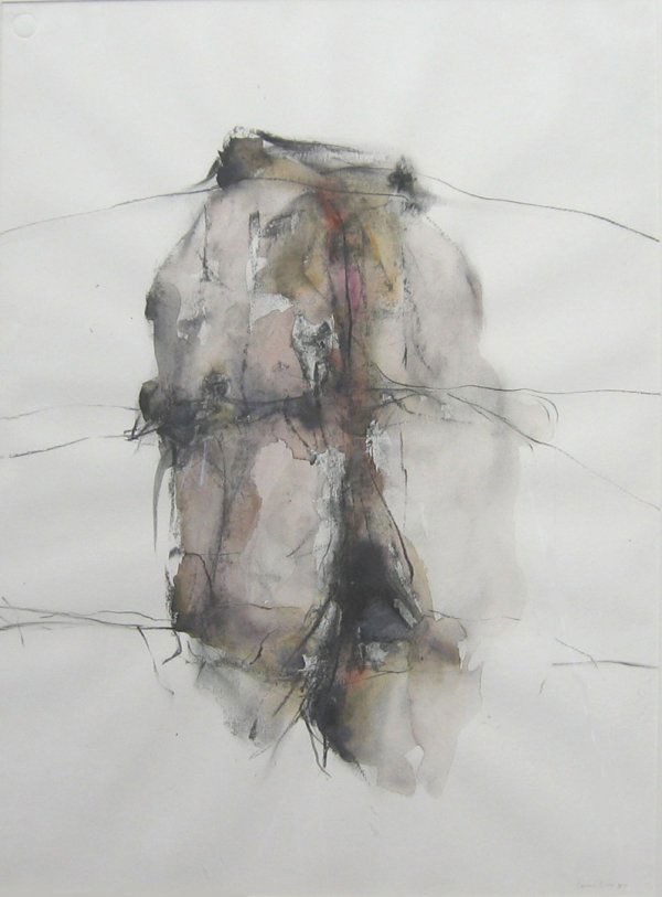 BRUCE SAMUELSON, (AMERICAN, 20TH CENTURY), ABSTRACT: BRUCE SAMUELSON (AMERICAN, 20TH CENTURY) ABSTRACT FORM signed and dated 80", watercolor and charcoal on paper 29 1/2 x 21 1/2 inches (sight)"
