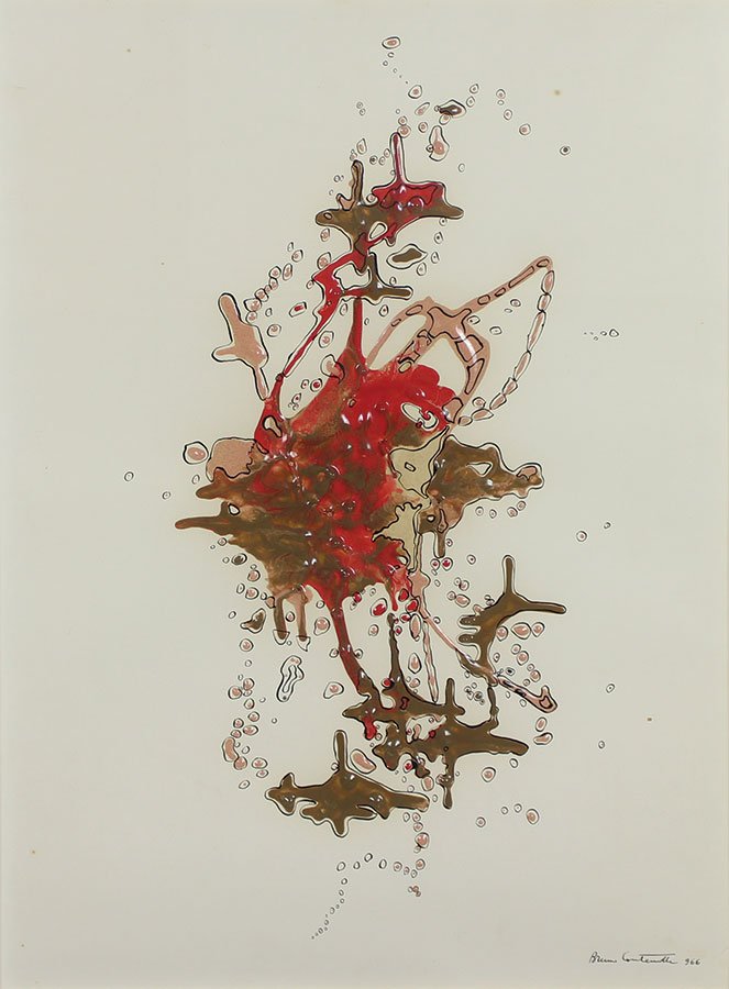 Senza titolo: Contenotte Bruno Senza titolo, 1966 tecnica mista su carta, cm 70x50 firmata e datata in basso a destra