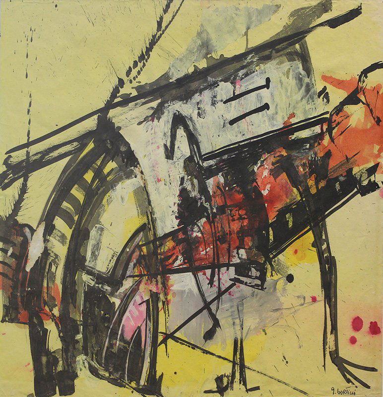 Senza titolo: Bertini Gianni Senza titolo, 1955 tecnica mista su carta, cm. 65x49,5 firmata in basso a destra, certificato di autenticita' dell'Associazione Gianni Bertini su fotografia