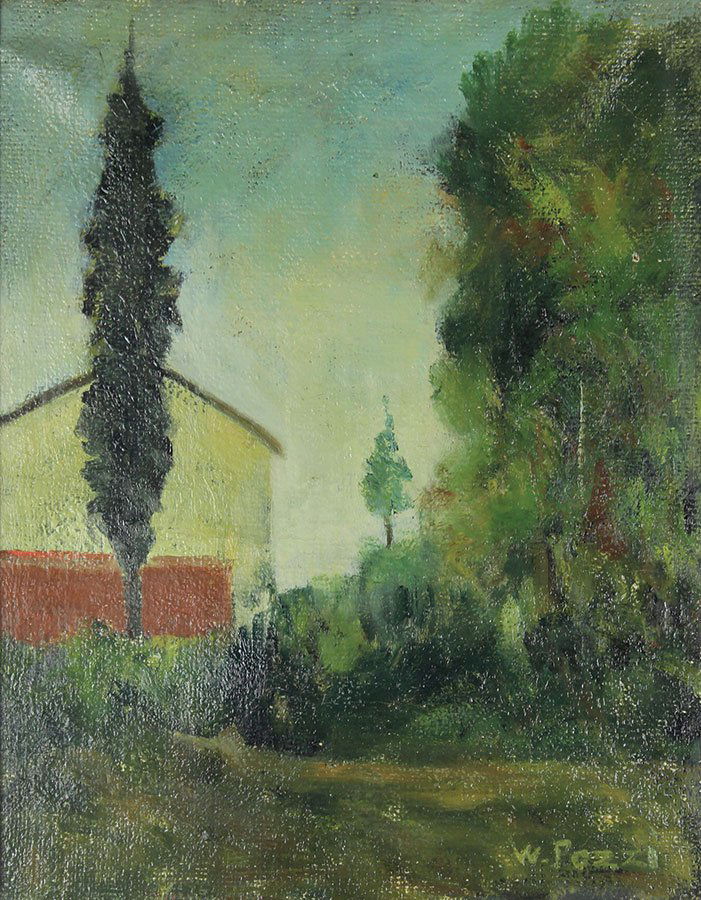 Paesaggio: Pozzi Walter Paesaggio olio su tela, cm 48x38 firmato in basso a destra