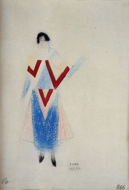 Projet de robe: Delaunay Sonia Projet de robe, 1921-22 pastello su carta, cm. 35x25 firmato in basso a sinistra, certificato di autenticitÃ di Charles Delaunay, rilasciato a Parigi il 31 ottobre 1986