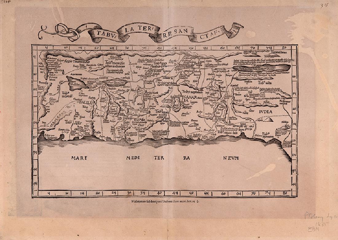 Map of Palestine - Woodcut - Lyon, 1535 (1 of 1)
