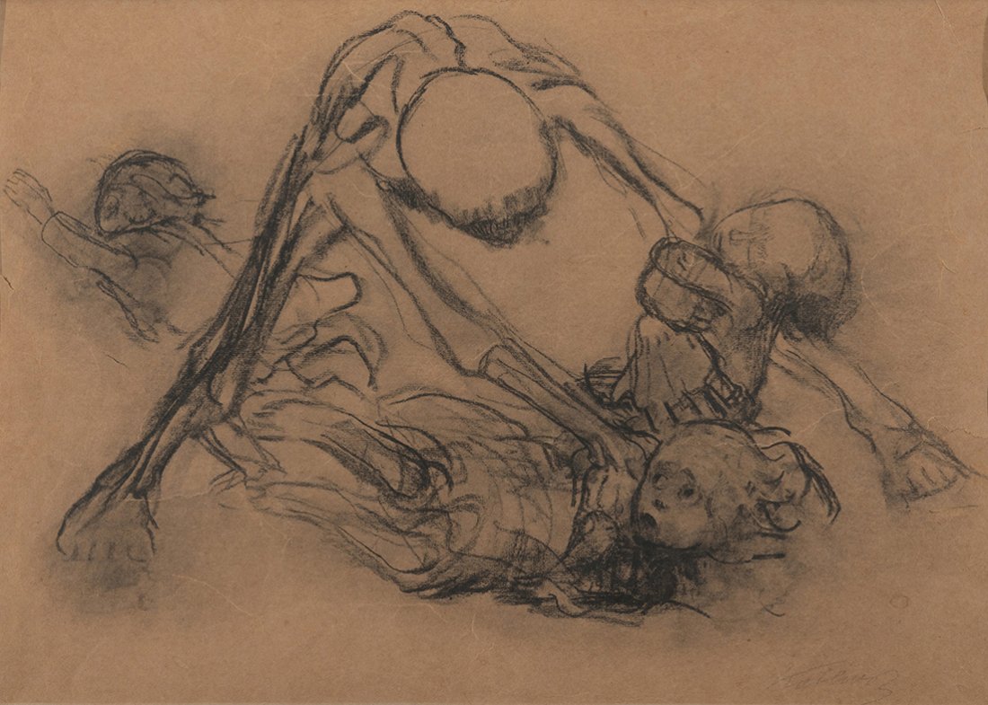 Kathe Kollwitz (1867-1945): Untitled / Lithograph / Approx. 56X40 cm / Signed (signature faded) / Creases, tears to margins