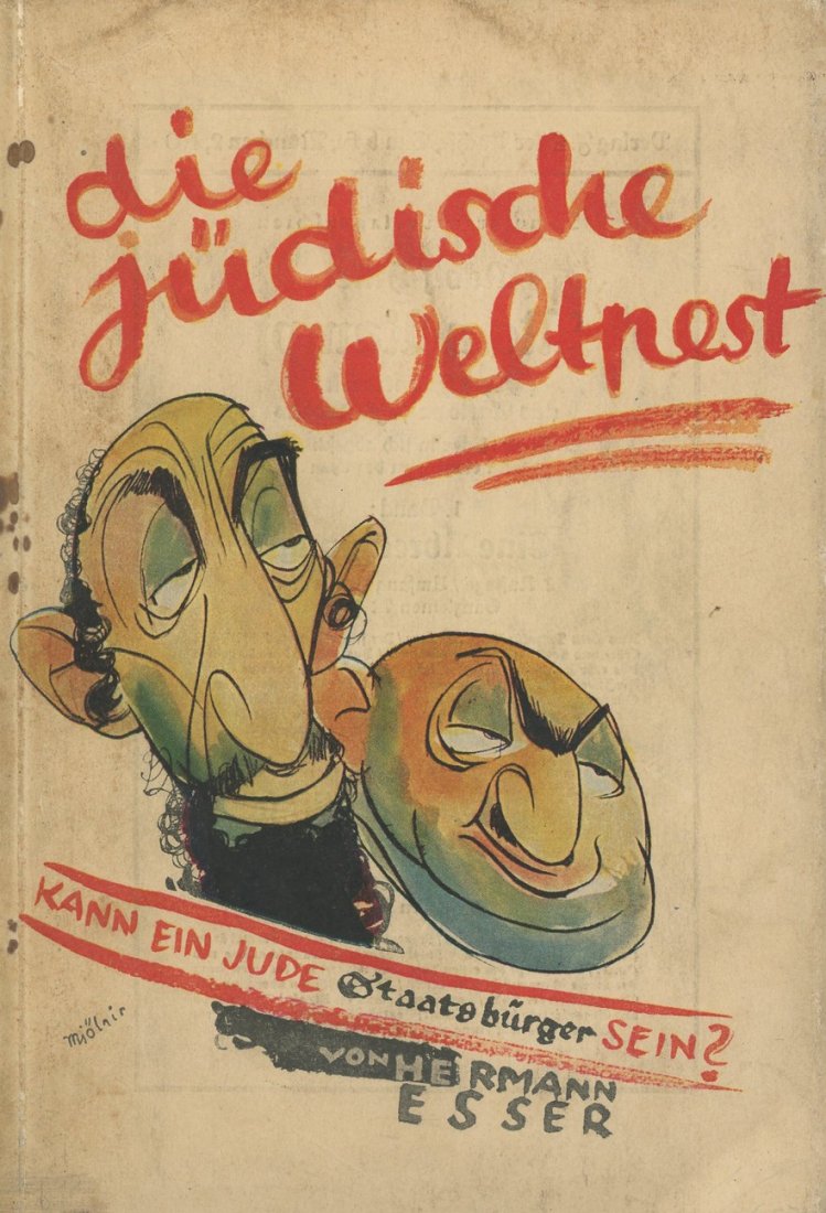 Anti-Semitic Book - "Jewish World Plague " - Munich,: Die judische Weltpest, Kann ein Jude Staatsburger sein? [Jewish world plague, can a Jew be a citizen?] by Hermann Esser. Munich: Franz Eher Nachfolger, 1927. German. Anti-Semitic composition by Herman