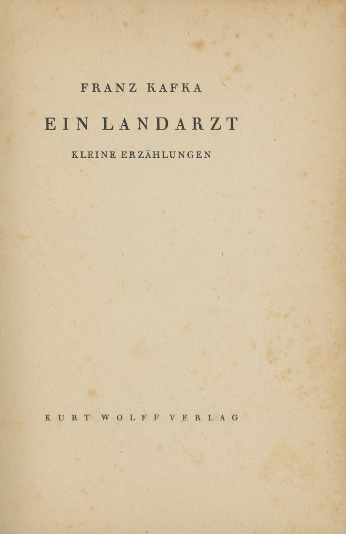 Franz Kafka - "A Country Doctor" - First Edition, 1919 (1 of 1)