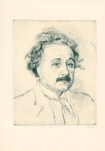 Emil Orlik (1870-1932): Portrait of Albert Einstein / engraving / 19.5X25 cm / captioned in the plate and signed in pencil