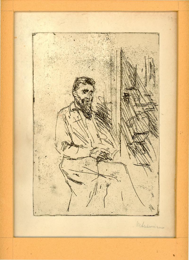 Max Liebermann (1847-1935): Portrait of a Bearded Man / engraving / 21X15 cm / signed / matted