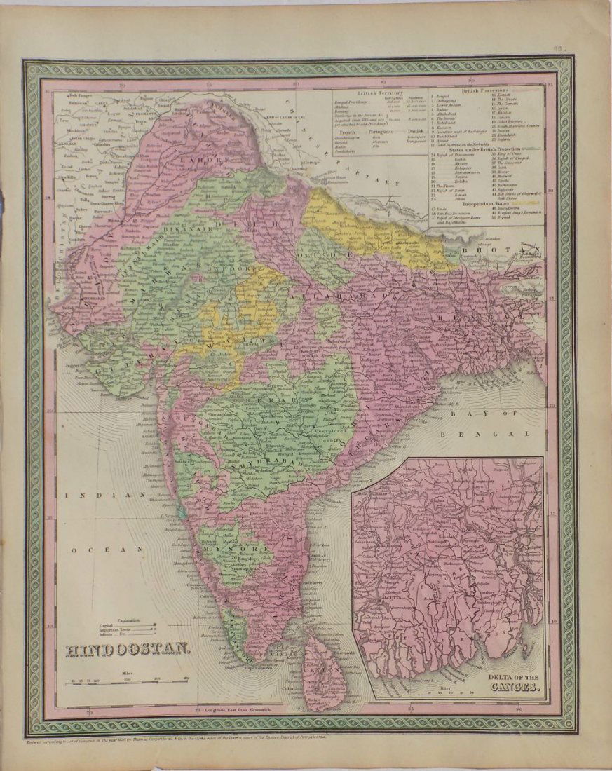 Hindoostan, Ceylon & Delta Ganges by Mitchell, 1850 (1 of 6)