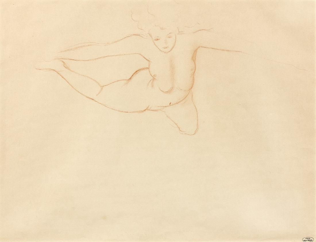 André DERAIN (1880-1954) Nu dans le ciel: André DERAIN (1880-1954) Nu dans le ciel Sanguine sur papier Cachet de l'atelier en bas à droite 48 x 63 cm Provenance : Galerie Adrien Maeght N