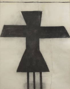 Luc CLAUS (1930-2006) , école belge Sans titre: Luc CLAUS (1930-2006) , école belge Sans titre Fusain sur papier 148 x 108 cm Provenance :collection particulière, Bruxelles