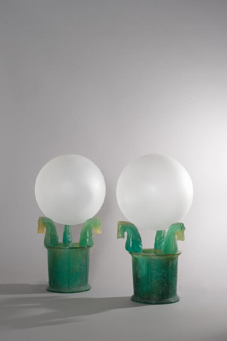 DAUM   Paire de lampes en pâte de verre à (1 of 1)