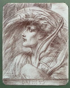 Simeon SOLOMON (1840-1905): Orpheus,1896 Dessin au pastel sur papier, signé et daté en bas à gauche, titré 22,9 x 18 cm