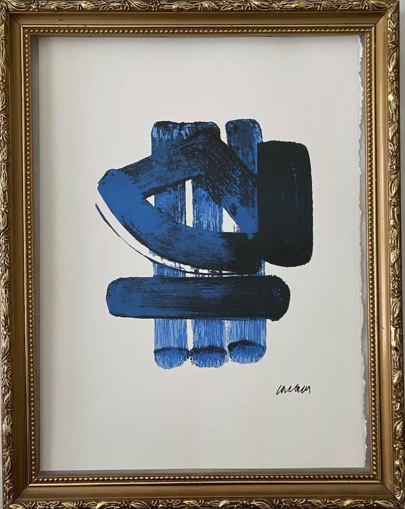 Pierre SOULAGES (Né en 1919): Sans titre Lithographie sur Papier Arche, signée dans la planche en bas à droite et numérotée à 150 ex. en bas à gauche 40 x 30 cm (à vue)
