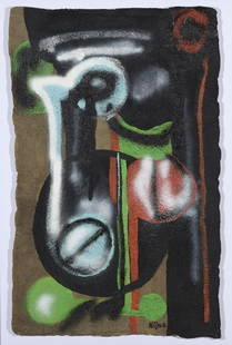 Ladislas KIJNO (1921-2012) Composition abstraite: Ladislas KIJNO (1921-2012) Composition abstraite Peinture sur papier froissé, signée en bas vers la droite 90 x 57 cm