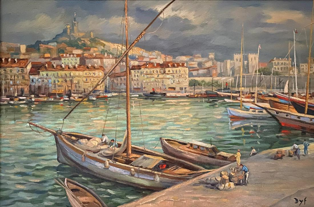 Marcel DYF (1899-1985): Le port de MarseilleHuile sur toile, signée en bas à droite32 x 48 cm