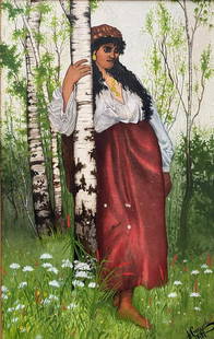 Aleksei Stepanovich STEPANOV (1858-1923) La: Aleksei Stepanovich STEPANOV (1858-1923) La bohémienne,1894 Gouache sur papier, signée en cyrillique et datée en bas à droite 32,5 x 20,5 cm Aleksei Stepanovich STEPANOV