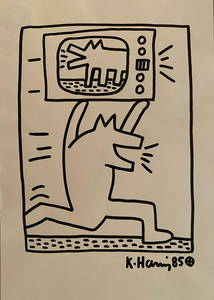 Keith HARING (Am&#233;ricain, 1958 - 1990) Two Dogs,