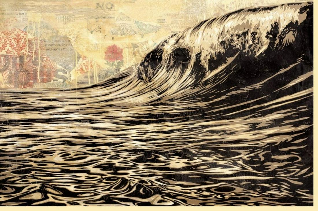 Shepard FAIREY (Obey Giant dit) (Né en 1970): Shepard FAIREY (Obey Giant dit) (Né en 1970)DARK WAVESérigraphie en couleurs sur papier recycléSignée et datée61 x 91 cm