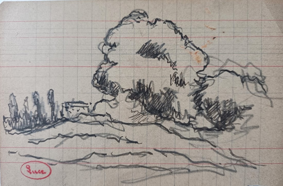 Maximilien LUCE (1858-1941) « Paysage »: Maximilien LUCE (1858-1941) « Paysage » Dessin à l'encre et au crayon sur papier. Cachet « Luce » en bas à gauche. 9 x 14,2 cm. Non encadré.