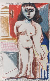 Raymond DEBIÈVE (1931-2011) « Pour l'exposition d'Albert André »: Raymond DEBIÈVE (1931-2011) « Pour l'exposition d'Albert André » Dessin aux crayons gras sur papier. Signé en haut à gauche – Daté « 5.9.69 » 21 x 13
