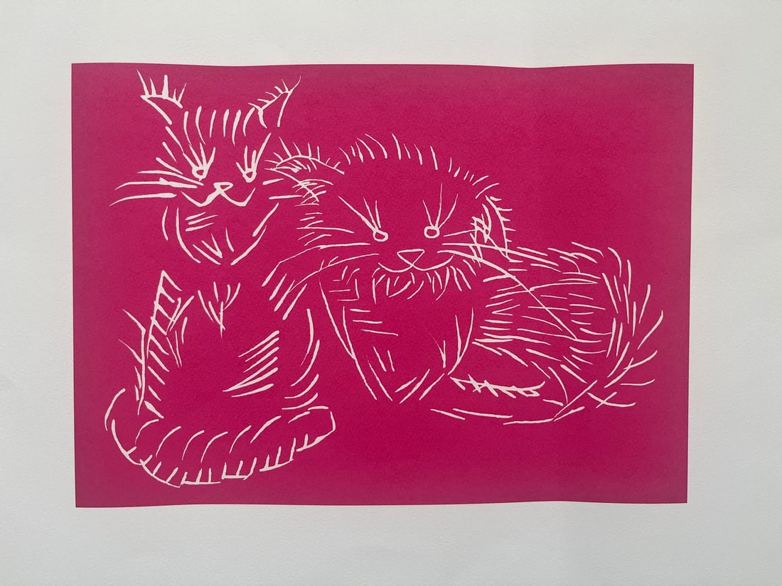 AI WEIWEI (Né en 1957) Cats (Pink).: AI WEIWEI (Né en 1957) Cats (Pink). Sérigraphie sur papier, signée par l’artiste et numérotée. Edition de 150 exemplaires. 28 x 32,8 cm. Accompagné d’un certi