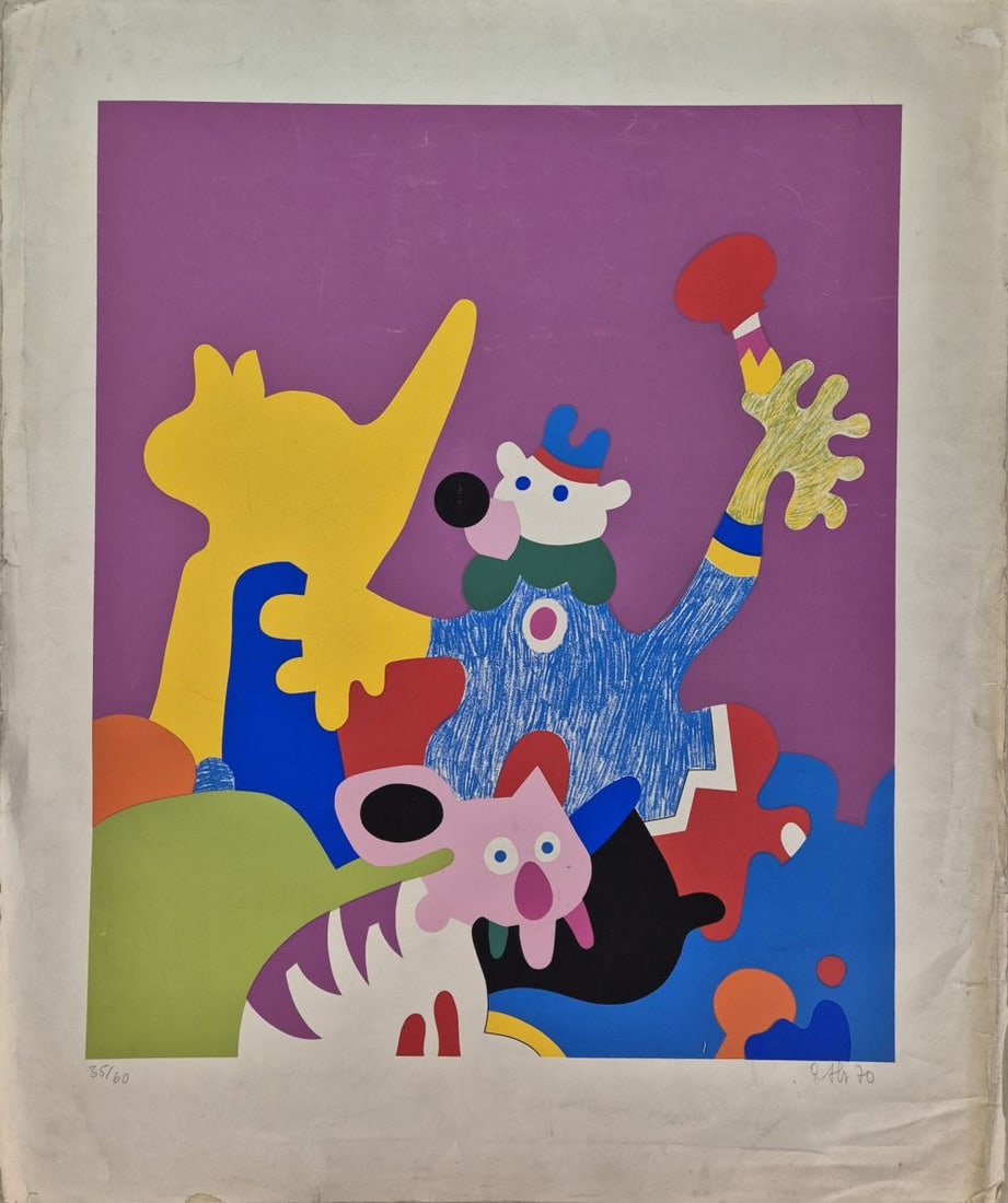 Otmar Alt - Der Luderbär, 1970: Otmar Alt - Der Luderbär, 1970Original silkscreen on paper, signed in pencil and numbered 35/60. Wear signs, folds, stains on the margins (see photos), 76 x 64 cm.Sérigraphie originale sur p