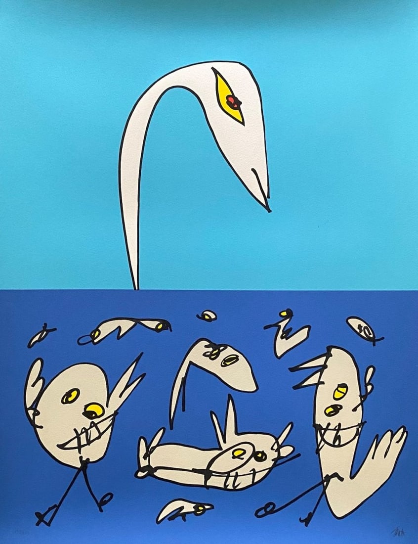 Antonio Saura - El patito feo (The Ugly Duckling), 1997: Antonio Saura - El patito feo (The Ugly Duckling), 1997Original lithograph on Arches paper, hand signed and numbered 194/250. Publisher: Bramsen, Paris, 1997. Ref.: Cramer n° 613. Very good condi