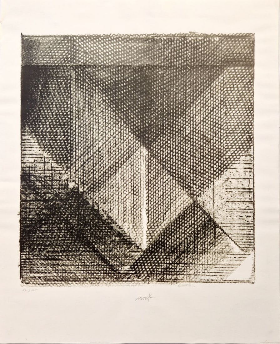 Heinz Mack - Lichtgitter, 1981: Heinz Mack - Lichtgitter, 1981Original silkscreen on paper, signed in pencil and numbered 171/195. Published by Prent-Edition, Netherlands, 1981.Tiny fold & tear on the left upper corner, otherwise in