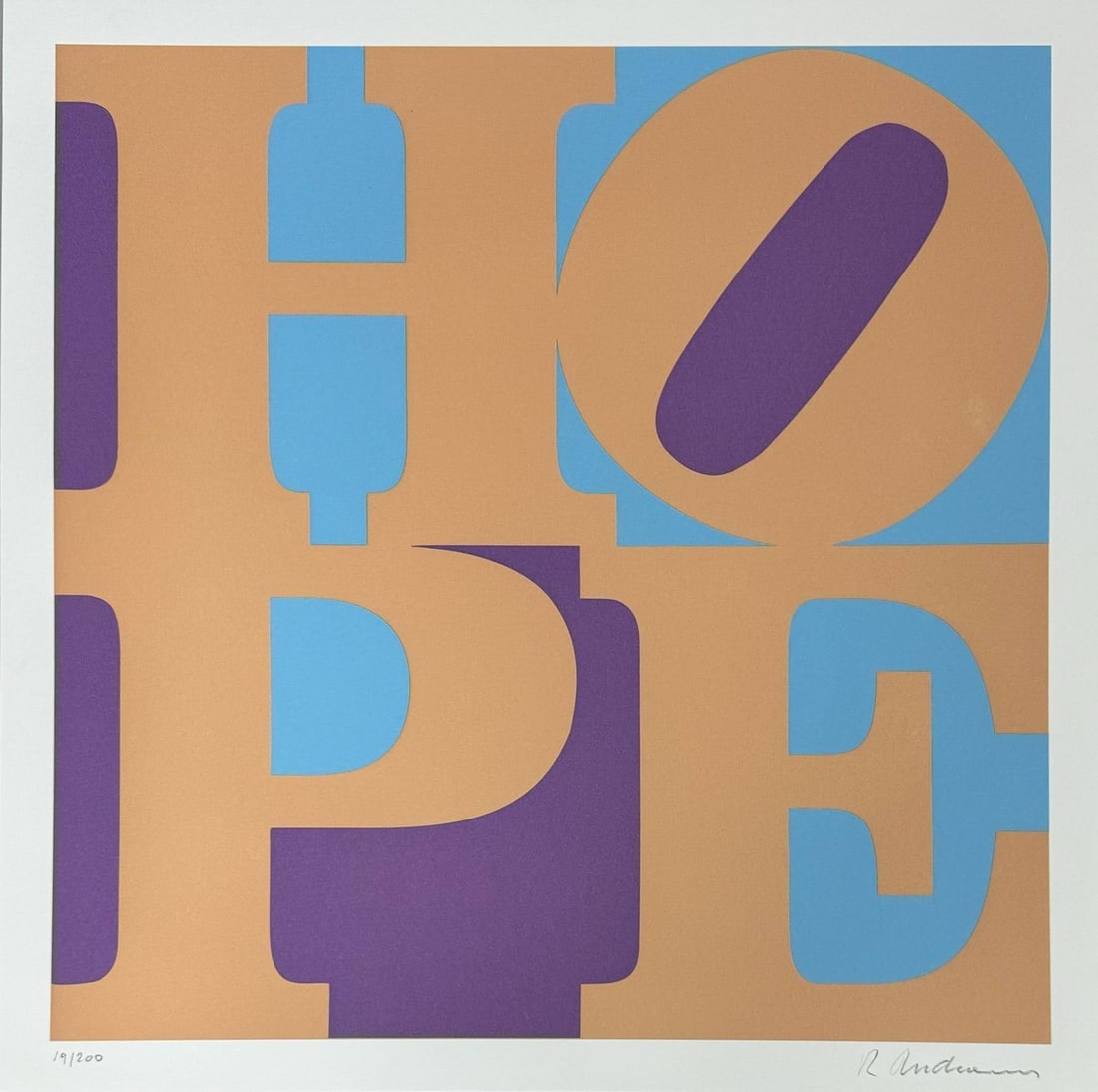 Robert INDIANA (1928-2018), D’Après.: Robert INDIANA (1928-2018), D’Après.HOPE.Sérigraphie en couleurs sur papier, signée, numérotée n°32/20041 x 41 cm