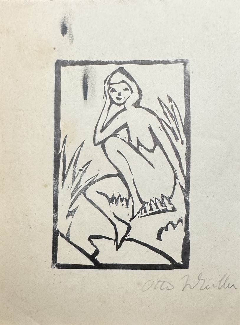 Otto MUELLER (1874-1930) ,D’Après. Femme assise: Otto MUELLER (1874-1930) ,D’Après. Femme assise Bois gravé sur papier, porte une signature en bas à droite 15,5 x 11,5 cm