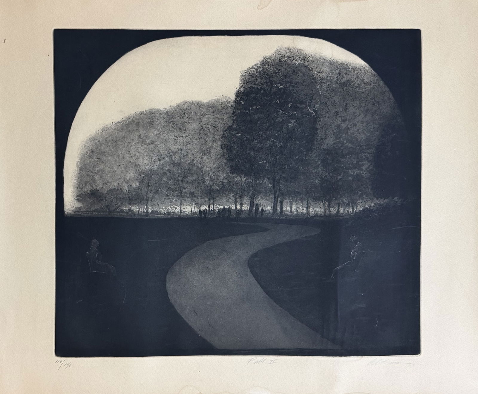 Harold ALTMAN (américain, 1924-2003) Path II.: Harold ALTMAN (américain, 1924-2003) Path II. Aquatinte et roulette. Impression en brun violacé. Parfaite épreuve sur vélin, numérotée, titrée et signée à la mine de plomb. Toutes marges. Tir