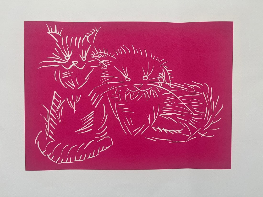 AI WEIWEI (Né en 1957) Cats (Pink).: AI WEIWEI (Né en 1957) Cats (Pink). Sérigraphie sur papier, signée par l’artiste et numérotée. Edition de 150 exemplaires. 28 x 32,8 cm. Accompagné d’un certi