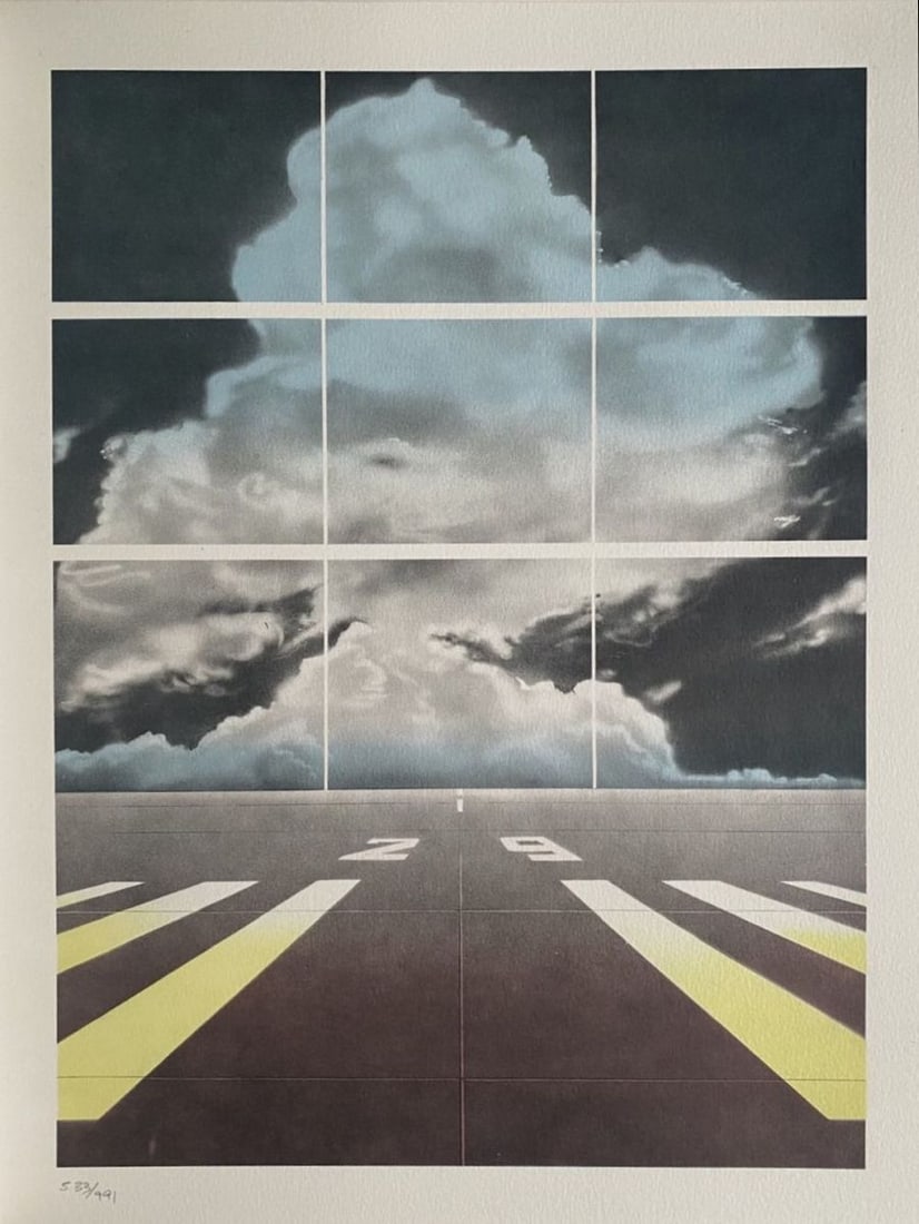 Peter KLASEN (Né en 1935) - Piste d'envol, 1978: Peter KLASEN (Né en 1935) - Piste d'envol, 1978.Lithographie en couleurs sur vélin d'Arches, non signée, numérotée /991. Editeur : Fédération Nationale des Travaux P