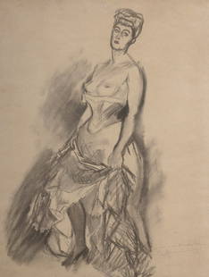 Louis BERTHOMMÉ-SAINT-ANDRÉ (1905-1977) Femme debout, 1: Louis BERTHOMMÉ-SAINT-ANDRÉ (1905-1977) Femme debout, 1946 Dessin au crayon, signée en bas à droite et daté 63 x 48 cm