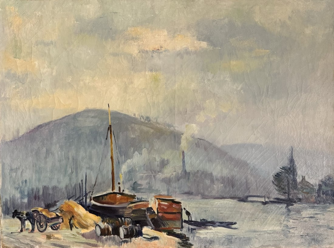 Robert-Antoine PINCHON (1886-1943) La cote Sainte-Catherine et les quais de Paris à Rouen. (1 of 1)