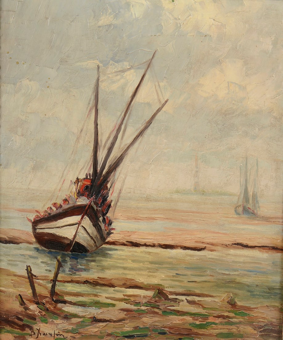 Vassilios HATZIS (1870-1915) Barque de pêche sur la plage. (1 of 2)