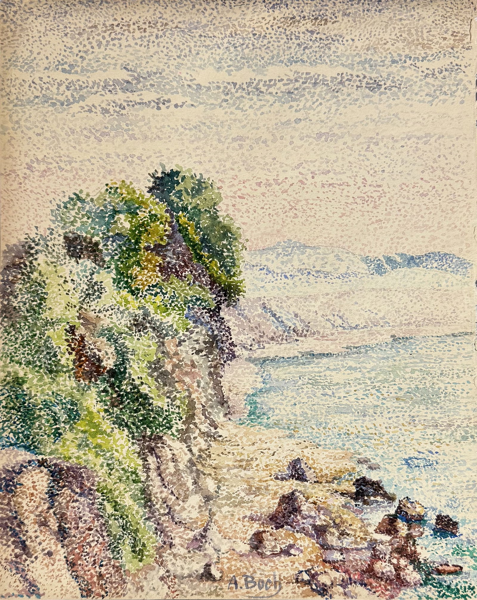 Anna BOCH (1848-1936) Côte rocheuse en méditerranée. (1 of 1)