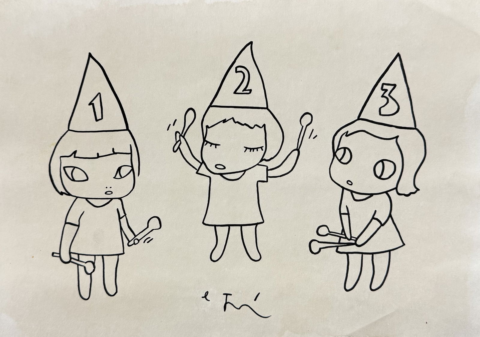 Yoshitomo NARA (Né en 1959), Attribué à. « 1.2.3 ». Circa 2000. (1 of 1)